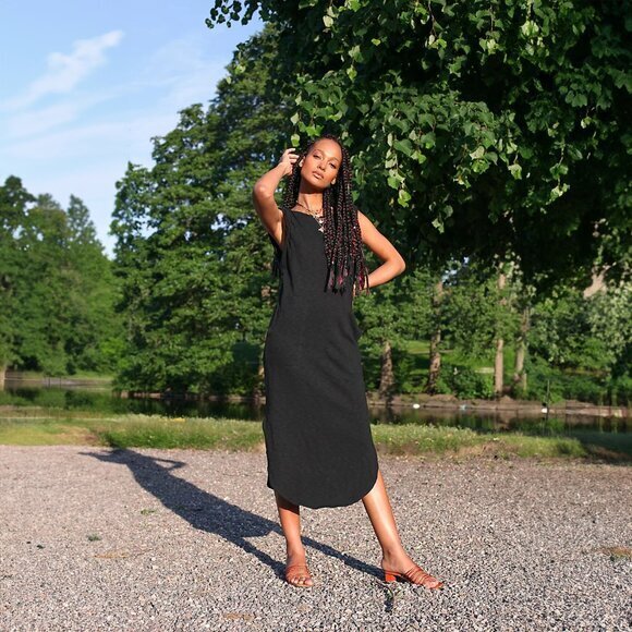 FP Beach Destination Midi Dress in Black - sz Large - Picture 1 of 7